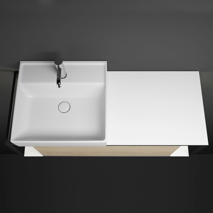 burgbad Junit Waschtischkombination mit Keramik-Waschtisch und LED-Beleuchtung Links 120 cm