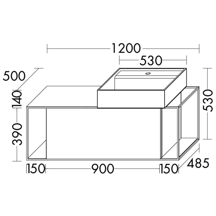 burgbad Junit Waschtischkombination mit Keramik-Waschtisch Rechts 120 cm
