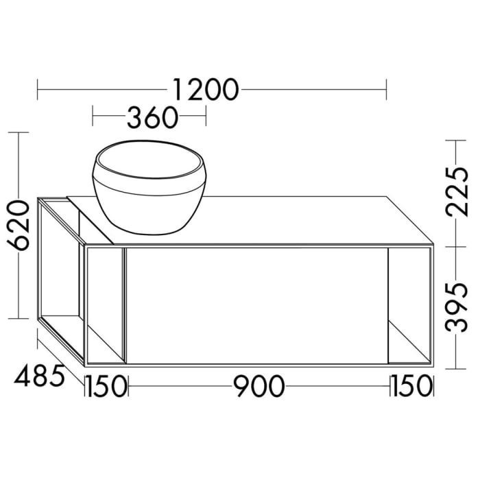 burgbad Junit Waschtischkombination mit Mineralguss-Waschtisch 120 cm Links
