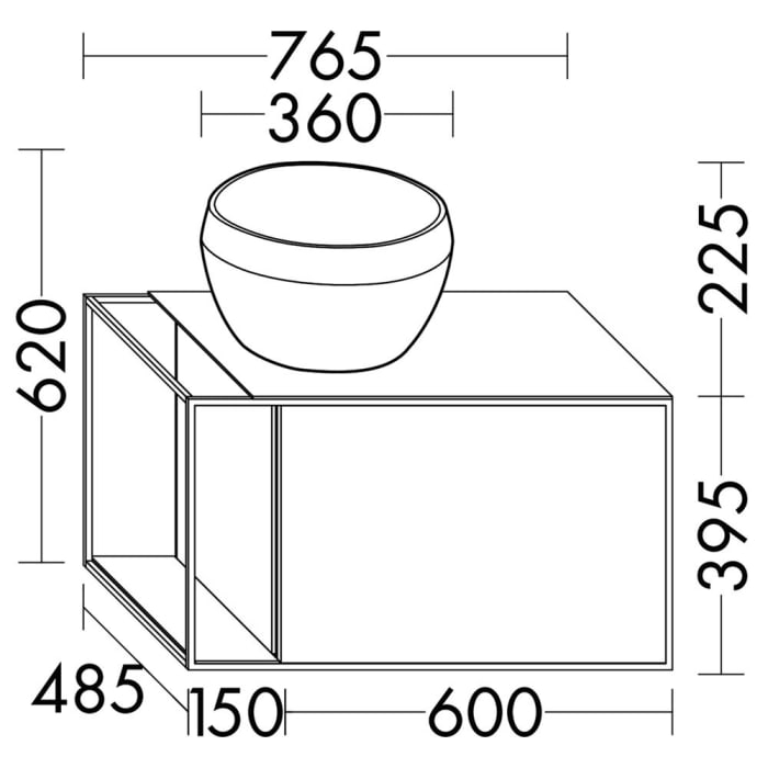 burgbad Junit Waschtischkombination mit Mineralguss-Waschtisch 76,5 cm Links