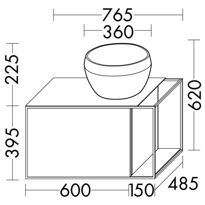 burgbad Junit Waschtischkombination mit Mineralguss-Waschtisch 76,5 cm Rechts