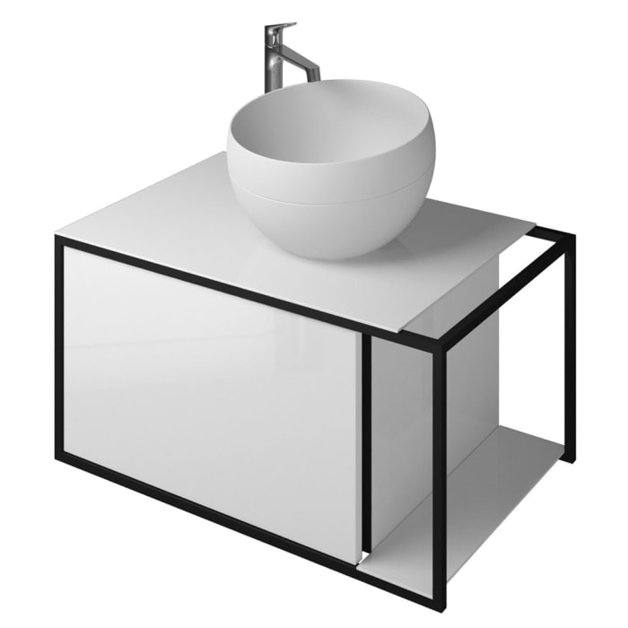 burgbad Junit Waschtischkombination mit Mineralguss-Waschtisch 76,5 cm Rechts
