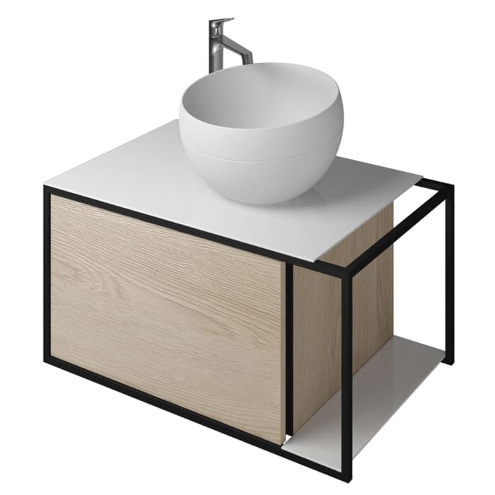 burgbad Junit Waschtischkombination mit Mineralguss-Waschtisch 76,5 cm Rechts