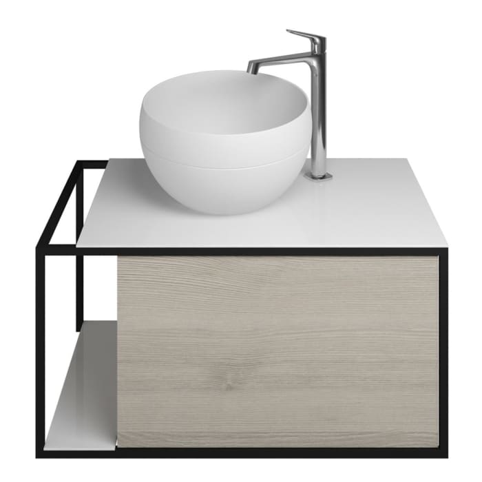 burgbad Junit Waschtischkombination mit Mineralguss-Waschtisch 76,5 cm Links