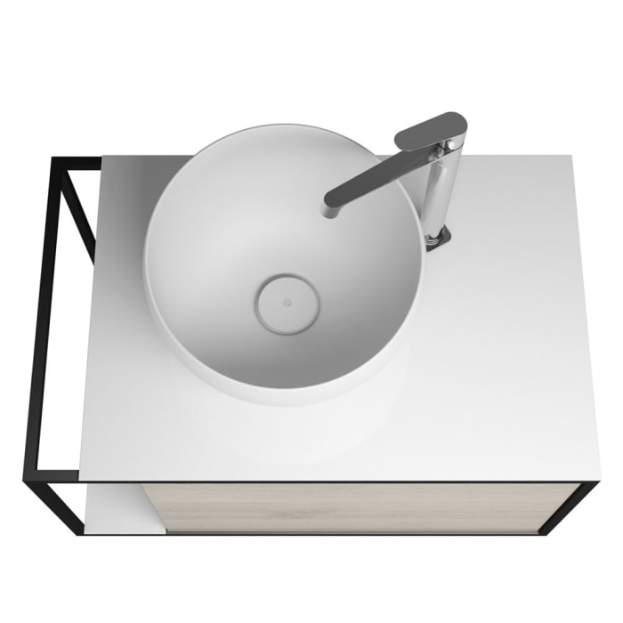 burgbad Junit Waschtischkombination mit Mineralguss-Waschtisch 76,5 cm Links