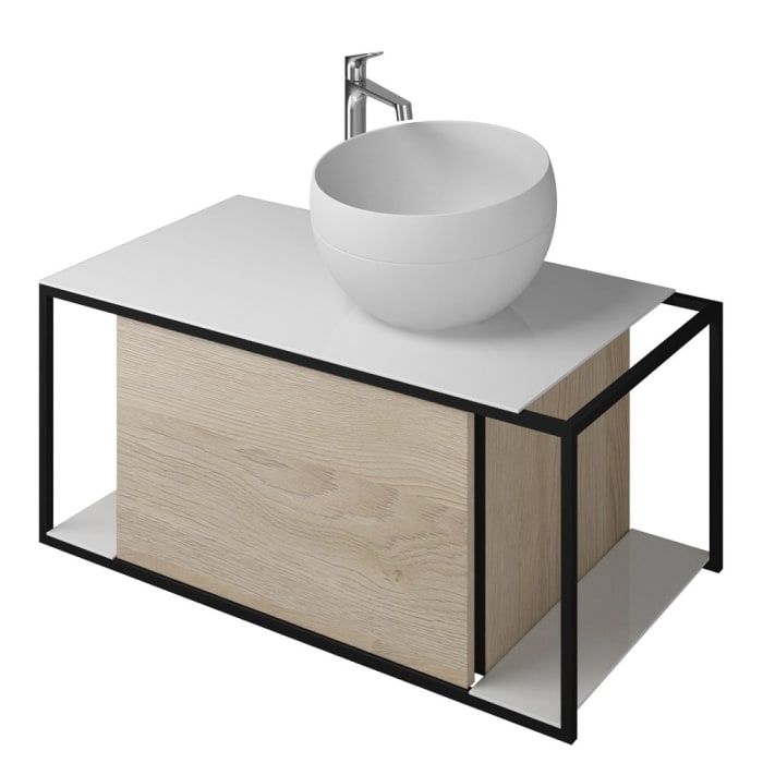 burgbad Junit Waschtischkombination mit Mineralguss-Waschtisch 90 cm Rechts