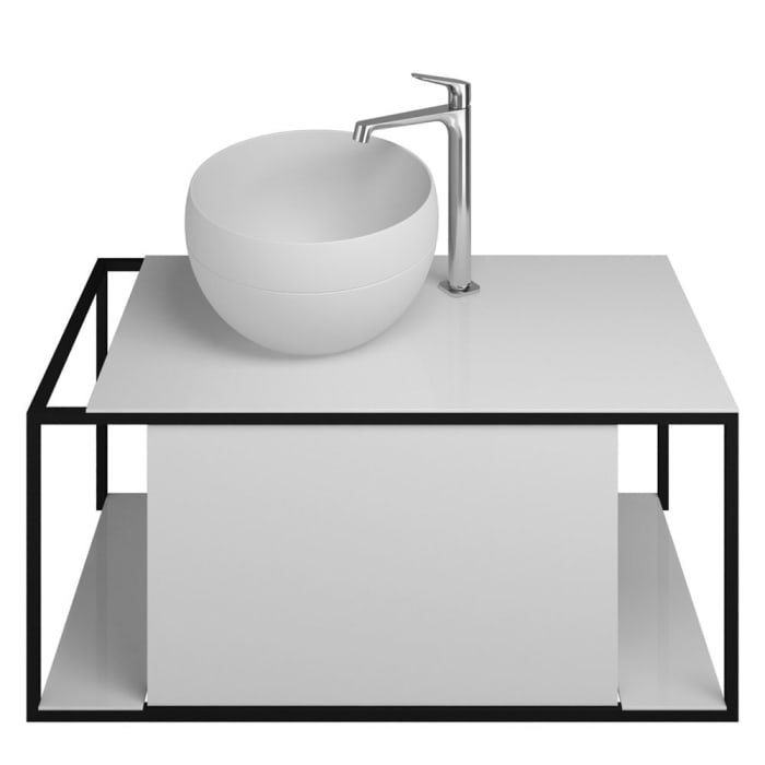 burgbad Junit Waschtischkombination mit Mineralguss-Waschtisch 90 cm Links