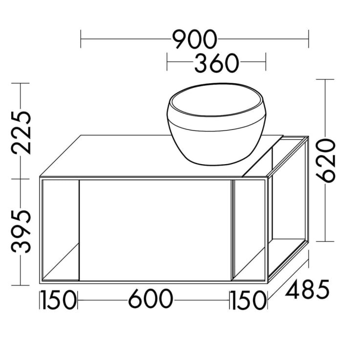 burgbad Junit Waschtischkombination mit Mineralguss-Waschtisch und LED-Beleuchtung 90 cm Rechts