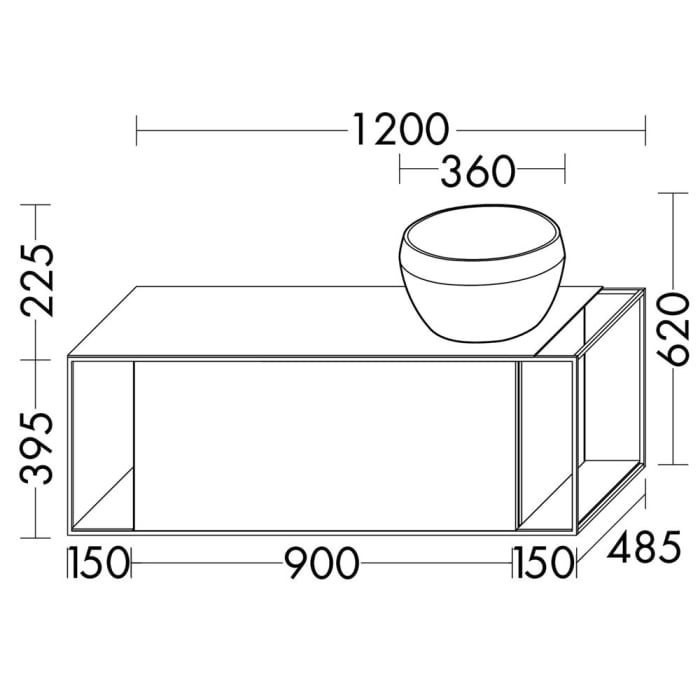 burgbad Junit Waschtischkombination mit Mineralguss-Waschtisch und LED-Beleuchtung 120 cm Rechts