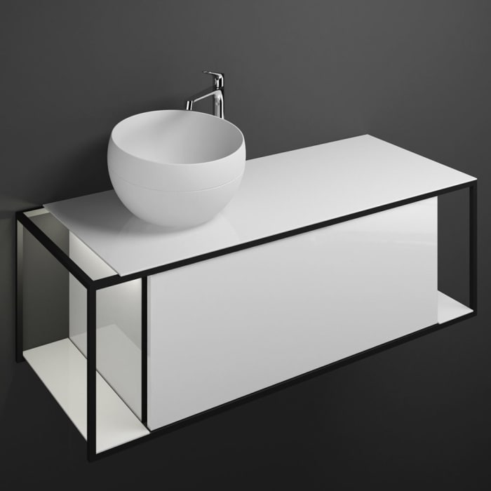 burgbad Junit Waschtischkombination mit Mineralguss-Waschtisch und LED-Beleuchtung 120 cm Links