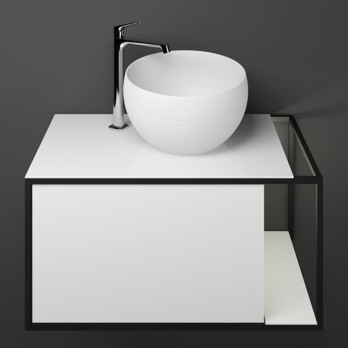 burgbad Junit Waschtischkombination mit Mineralguss-Waschtisch und LED-Beleuchtung 76,5 cm Rechts