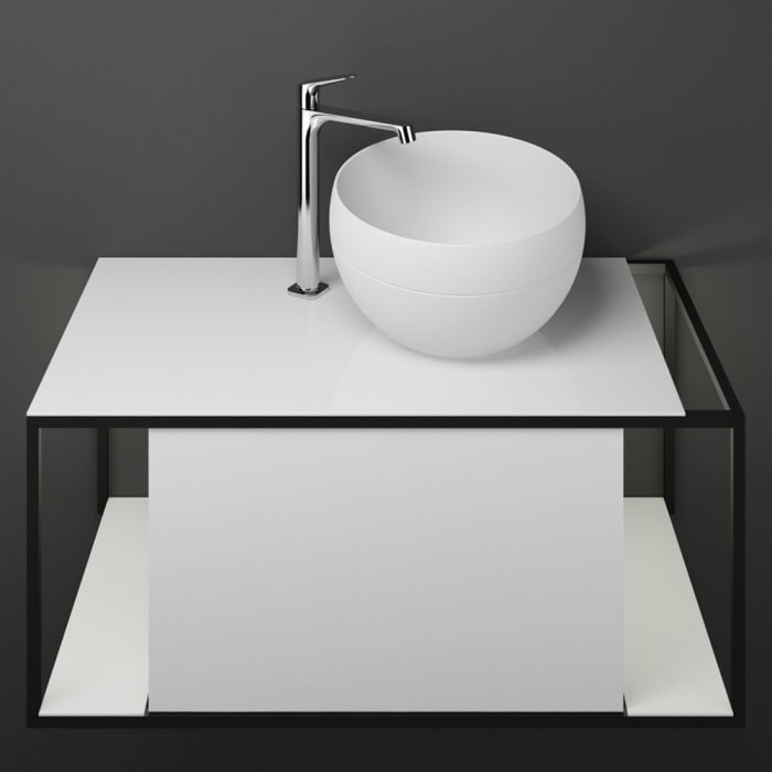 burgbad Junit Waschtischkombination mit Mineralguss-Waschtisch und LED-Beleuchtung 90 cm Rechts