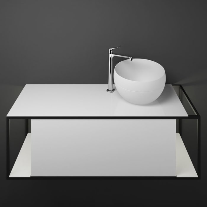 burgbad Junit Waschtischkombination mit Mineralguss-Waschtisch und LED-Beleuchtung 120 cm Rechts