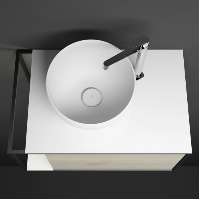 burgbad Junit Waschtischkombination mit Mineralguss-Waschtisch und LED-Beleuchtung 76,5 cm Links