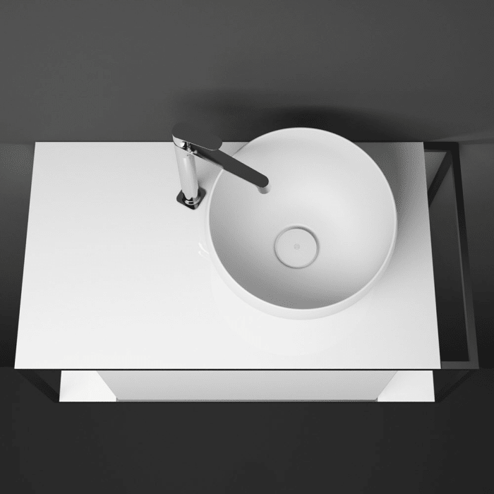 burgbad Junit Waschtischkombination mit Mineralguss-Waschtisch und LED-Beleuchtung 90 cm Rechts