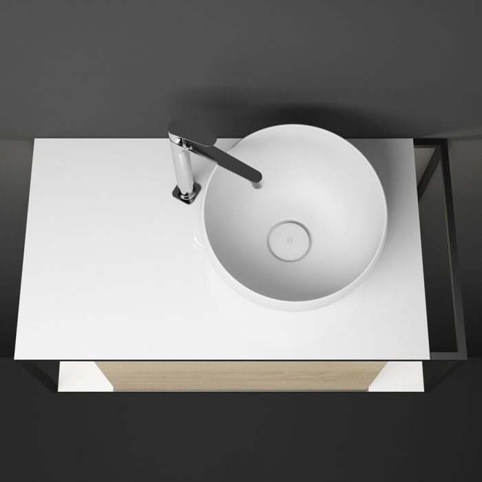 burgbad Junit Waschtischkombination mit Mineralguss-Waschtisch und LED-Beleuchtung 90 cm Rechts