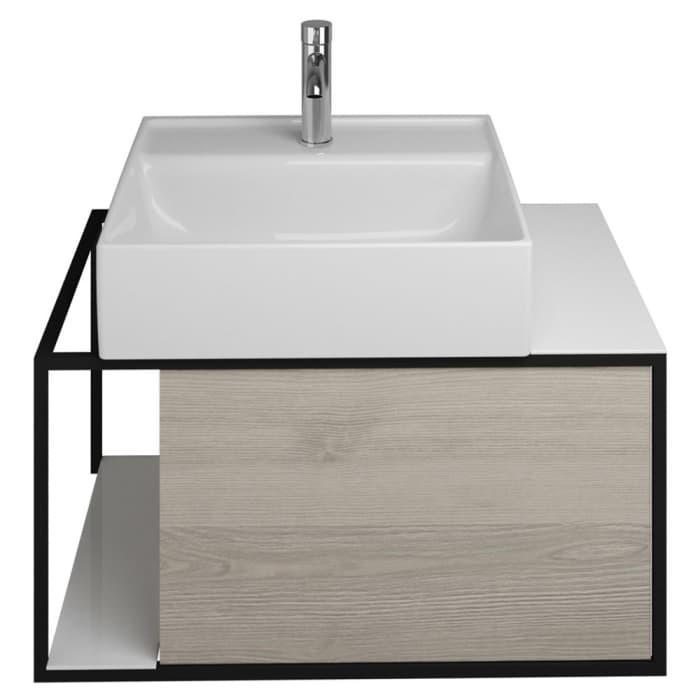 burgbad Junit Waschtischkombination mit Keramik-Waschtisch Links 76,5 cm