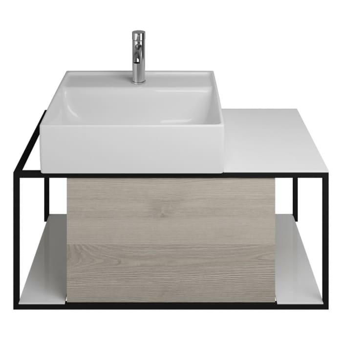 burgbad Junit Waschtischkombination mit Keramik-Waschtisch Links 90 cm