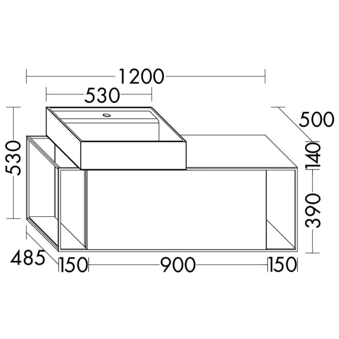 burgbad Junit Waschtischkombination mit Keramik-Waschtisch Links 120 cm