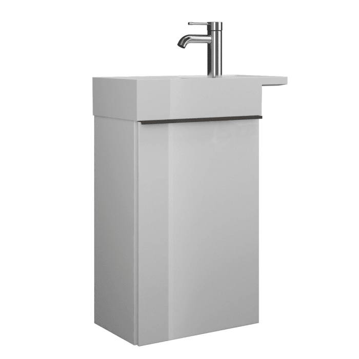 burgbad Yumo Mineralguss-Waschtisch inkl. Waschtischunterschrank 50,5 cm, Version Links