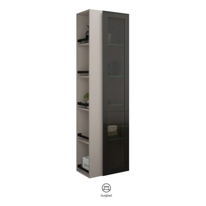 burgbad Yumo Hochschrank 50 x 32 x 176 cm mit Griff G0179, Regal links