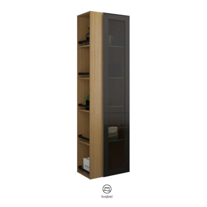 burgbad Yumo Hochschrank 50 x 32 x 176 cm mit Griff G0179, Regal links