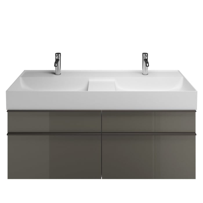 burgbad Yumo Mineralguss-Doppelwaschtisch inkl. Waschtischunterschrank 131,5 cm