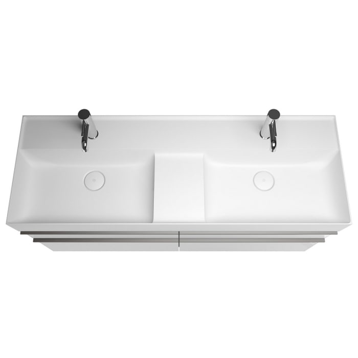 burgbad Yumo Mineralguss-Doppelwaschtisch inkl. Waschtischunterschrank 131,5 cm