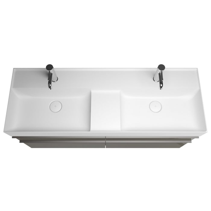 burgbad Yumo Mineralguss-Doppelwaschtisch inkl. Waschtischunterschrank 131,5 cm