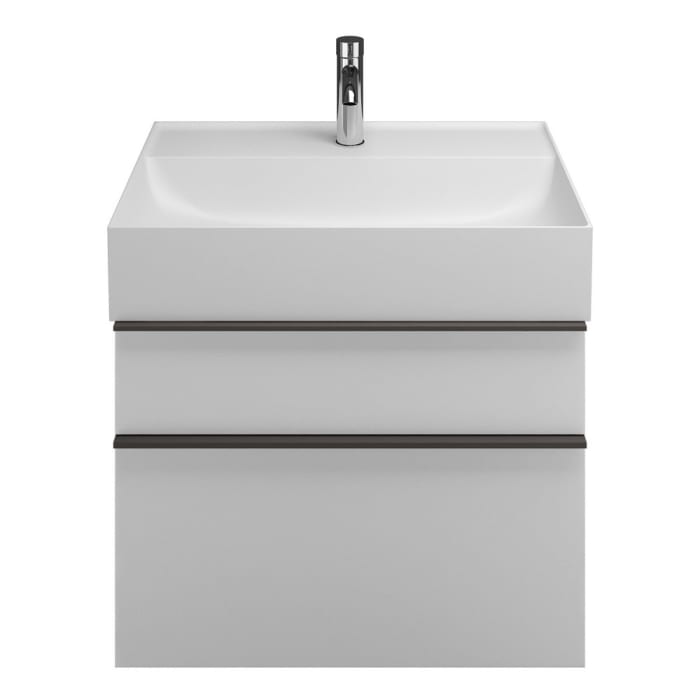 burgbad Yumo Mineralguss-Waschtisch inkl. Waschtischunterschrank 66,5 cm