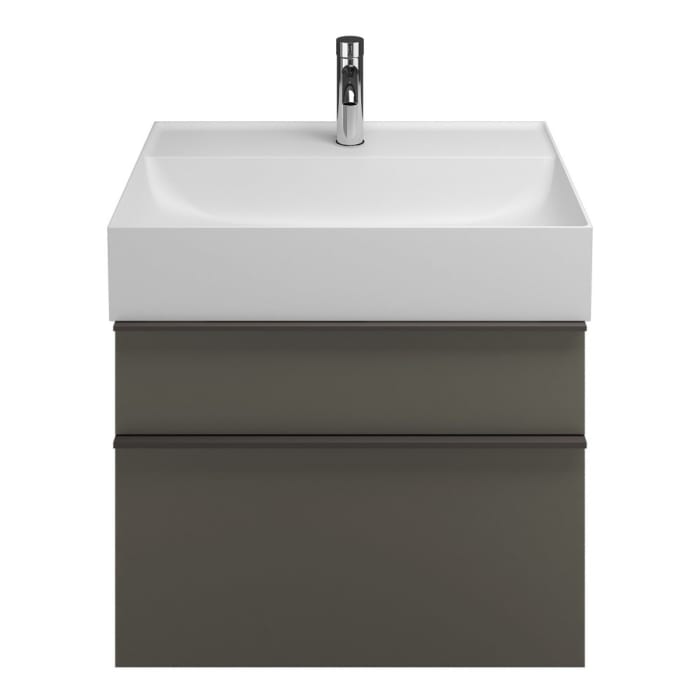 burgbad Yumo Mineralguss-Waschtisch inkl. Waschtischunterschrank 66,5 cm