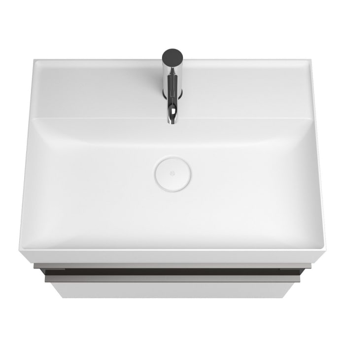 burgbad Yumo Mineralguss-Waschtisch inkl. Waschtischunterschrank 66,5 cm mit obere Alurahmenfront