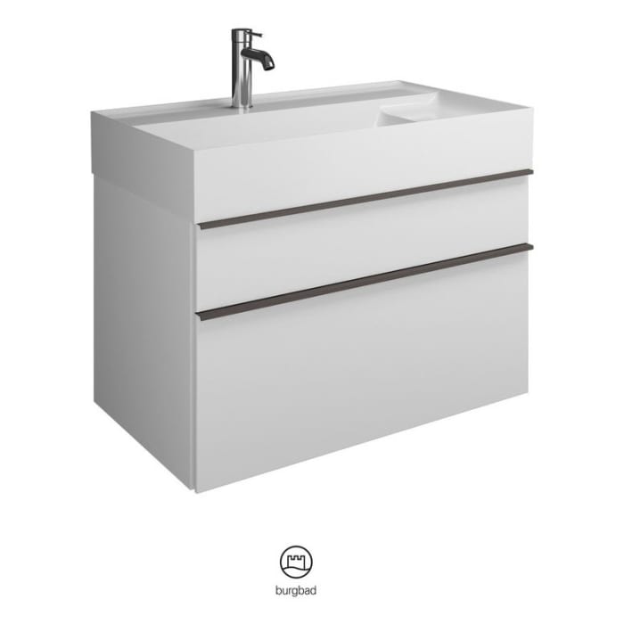 burgbad Yumo Mineralguss-Waschtisch inkl. Waschtischunterschrank 81,5 cm