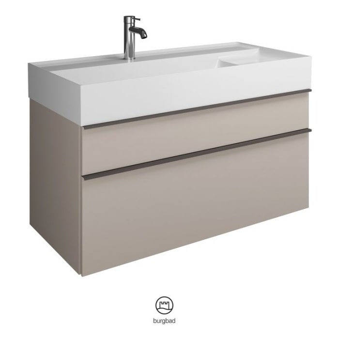 burgbad Yumo Mineralguss-Waschtisch inkl. Waschtischunterschrank 101,5 cm