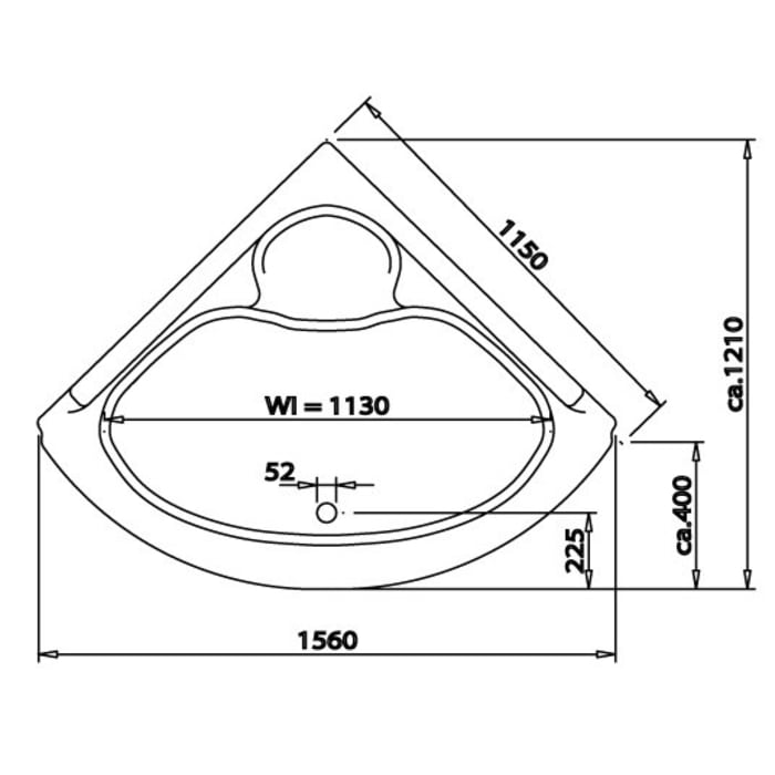 Caribia Eckdusche 110, 115 x 115 x 36 cm