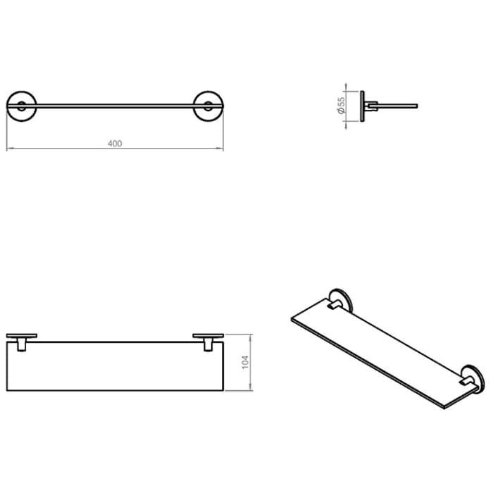 COSMIC Duo Round Glasablage 40 cm