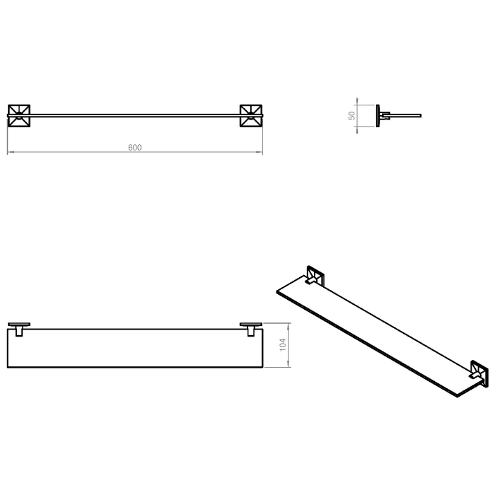COSMIC Duo Square Glasablage 60 cm