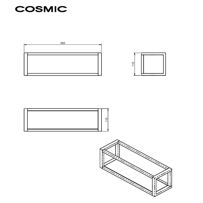 COSMIC The Grid Handtuchstange mit Ablage / Wandkorb, Länge: 35 cm