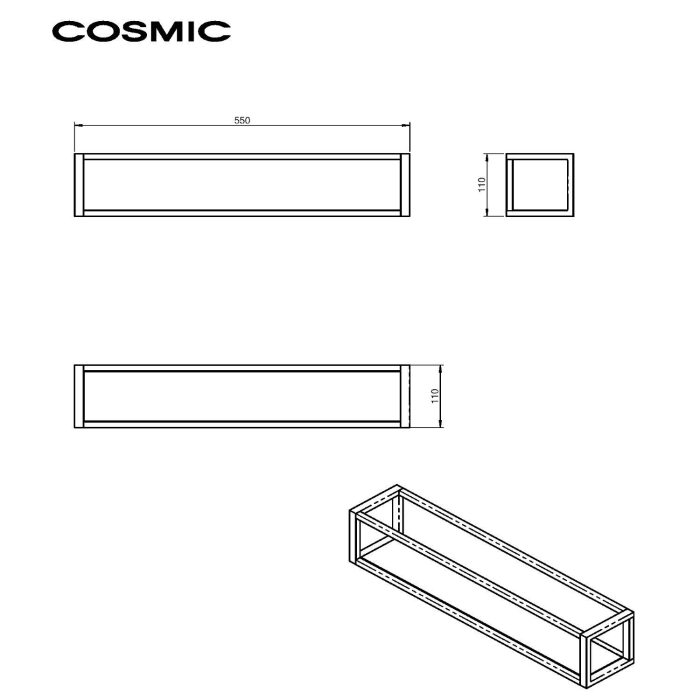 COSMIC The Grid Handtuchstange mit Ablage / Wandkorb, Länge: 55 cm
