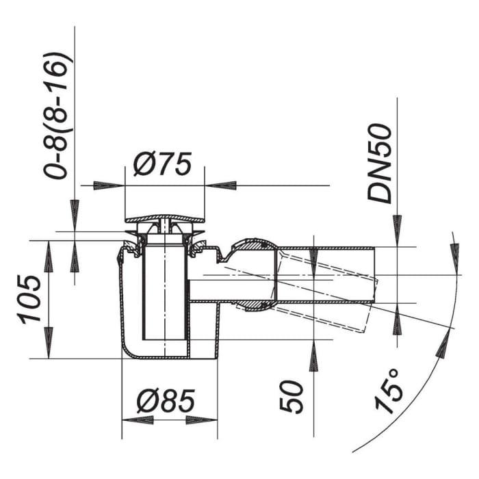 Dallmer Duschwannenablauf SOLOS, Haube verchromt, DN 50