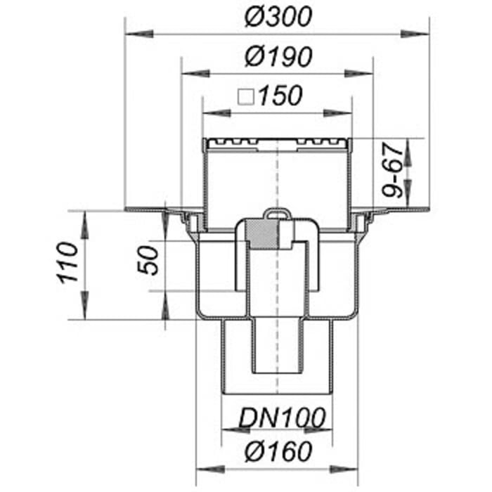 Dallmer Serie 15 Bodenablauf 61 HT/ KE 15 x 15 cm