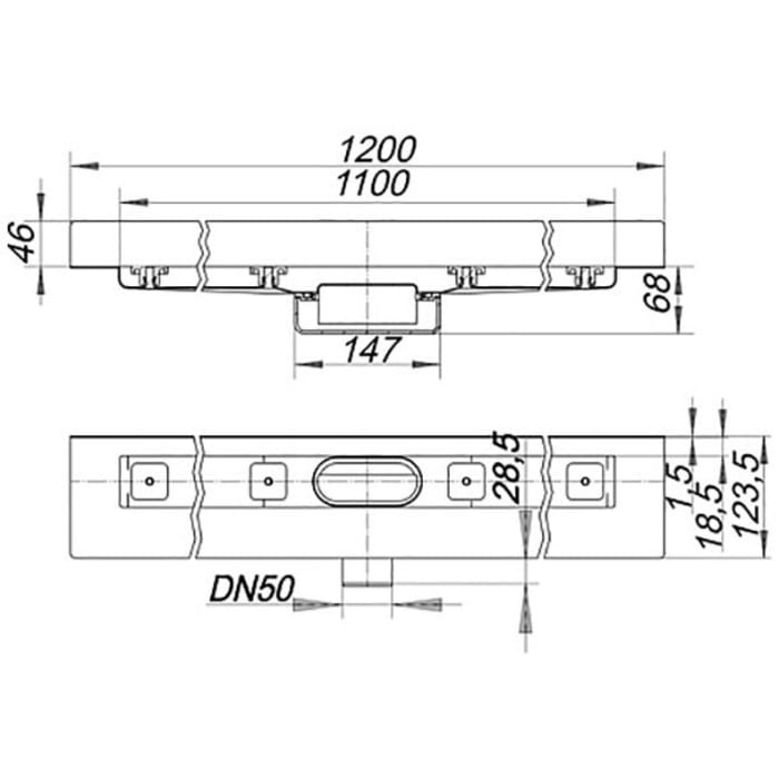 Dallmer CeraLine Nano W Duschrinne 110 cm, DN 50