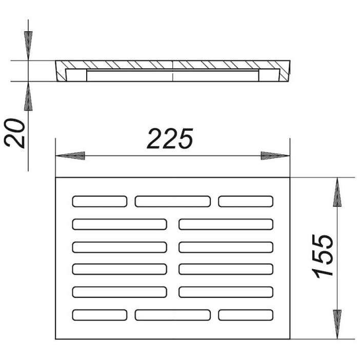 Dallmer Rost zu Kellerablauf 71, ABS, 22,5 x 15,5 cm