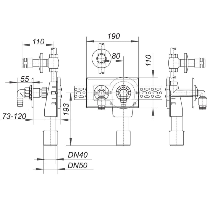 Dallmer Wandeinbau Waschgeräte Siphon 405, DN 40/DN 50