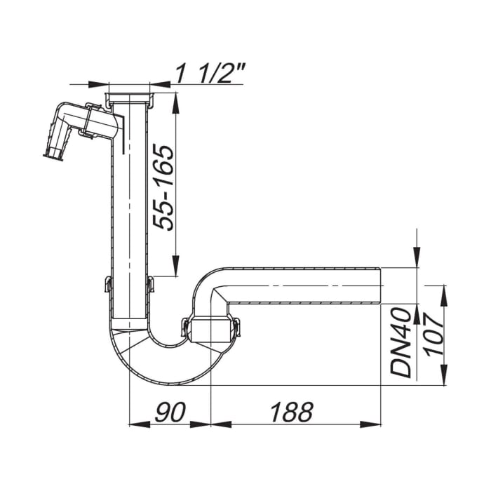 Dallmer Röhren-Siphon 100/1, 1 1/2
