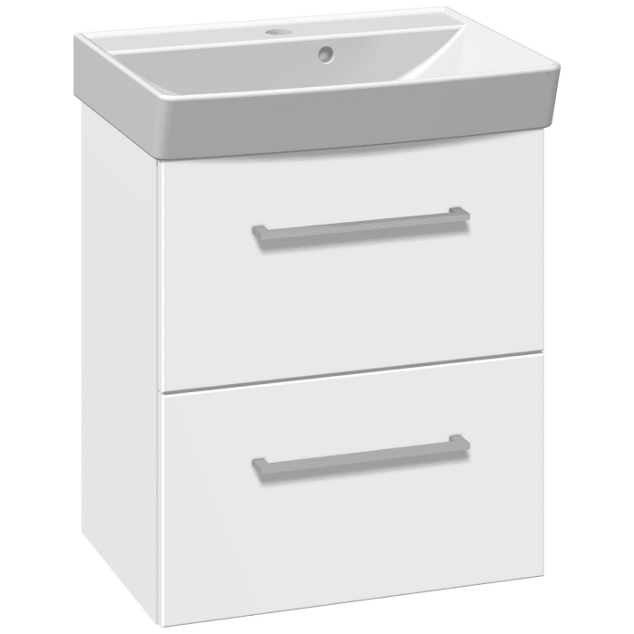 Dansani Mido Möbelset mit Waschtisch und Auszug-Unterschrank, Griffe in chrom, 52 cm