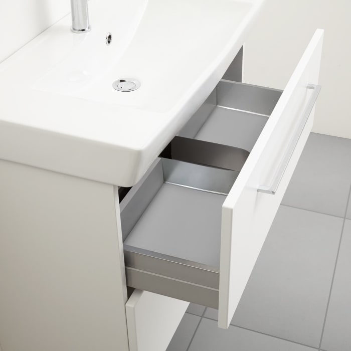 Dansani Mido Möbelset mit Waschtisch und Auszug-Unterschrank, Griffe in chrom, 52 cm