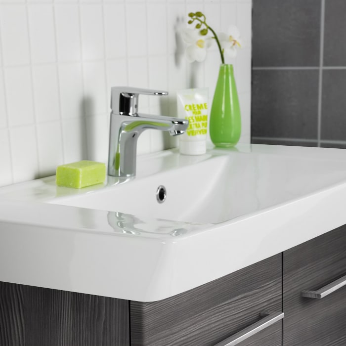 Dansani Mido Möbelset mit Waschtisch und Auszug-Unterschrank, Griffe in chrom, 62 cm