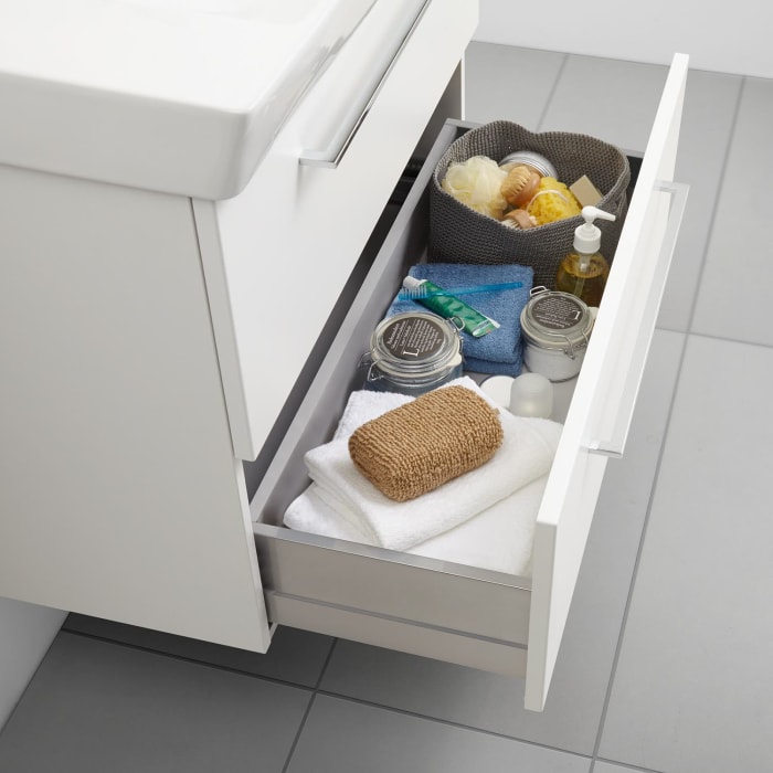 Dansani Mido Möbelset mit Waschtisch und Auszug-Unterschrank, Griffe in chrom, 52 cm