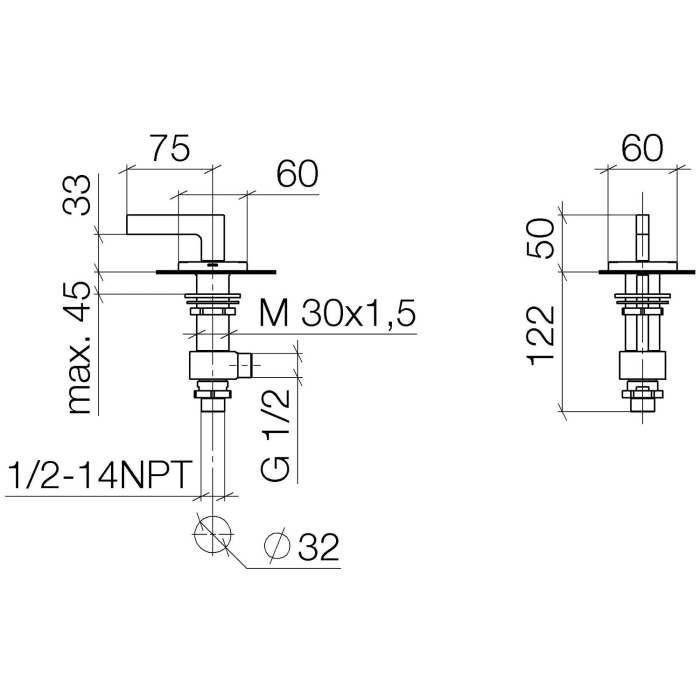 Dornbracht CL.1 Seitenventil, linksschließend, kalt
